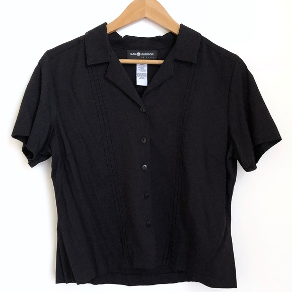 Sag Harbor Tops - 💧VINTAGE/ boxy pleated button up crop